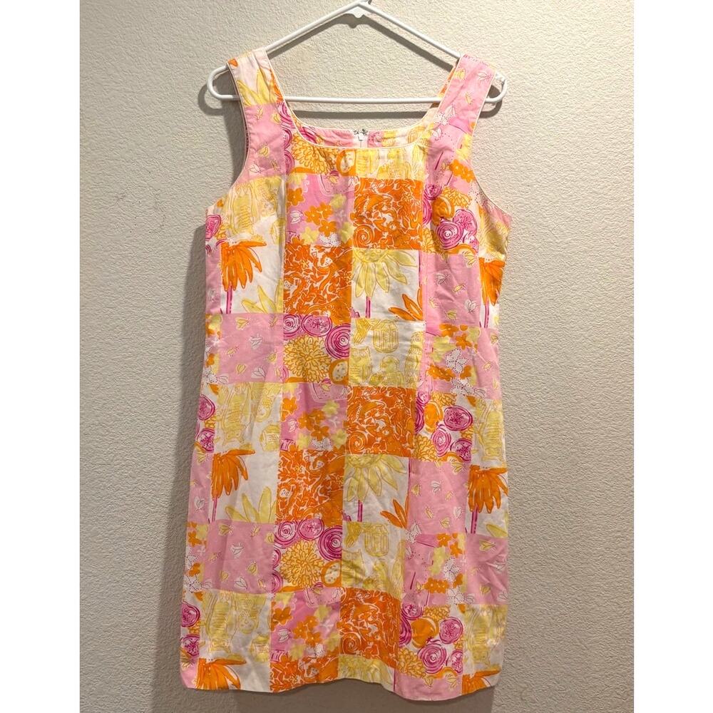 Vintage Lilly Pulitzer Multi Floral Animal Print Patchwork Shift Dress Size 10